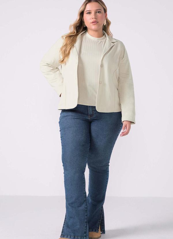Marialícia - Blazer Feminino Moletom Felpado Bege 2