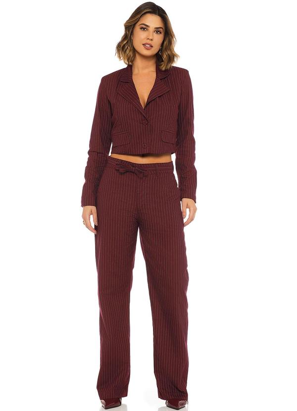 Rafree - Blazer Feminino Risca de Giz Castellano Cereja 3