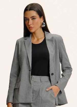 Endless - Blazer Feminino Xadrez Preto - ENDLESS