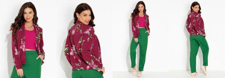 Blazer Floral Prpura com Gola