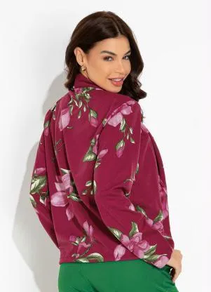 Moda Pop - Blazer Floral Púrpura com Gola - MODA POP