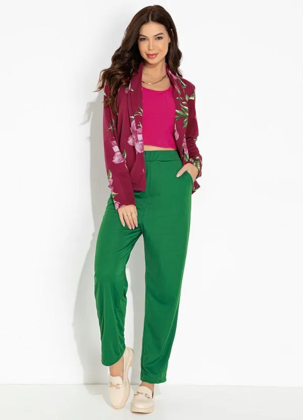 Moda Pop - Blazer Floral Púrpura com Gola 3