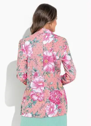 Rosalie - Blazer Floral Rosa com Botão - ROSALIE