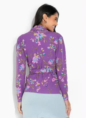 Moda Pop - Blazer Floral Roxo - MODA POP