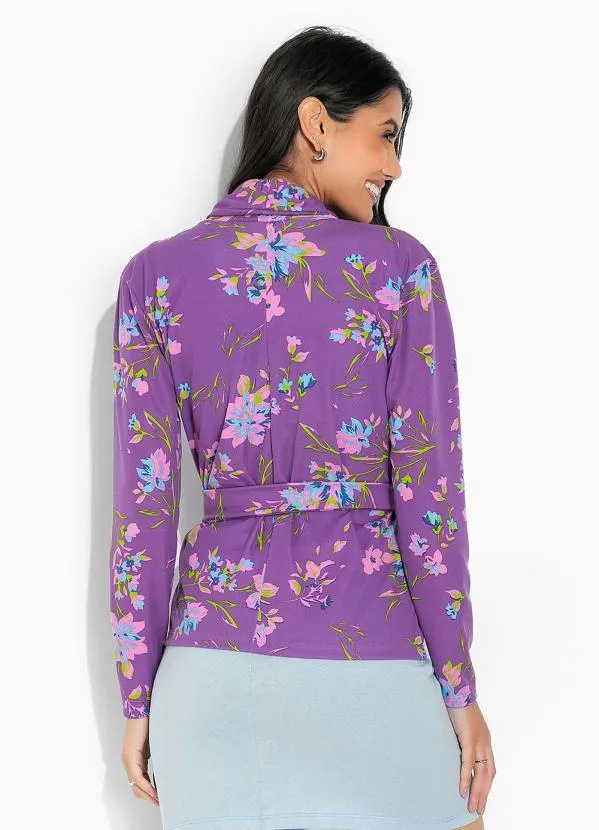 Moda Pop - Blazer Floral Roxo 2