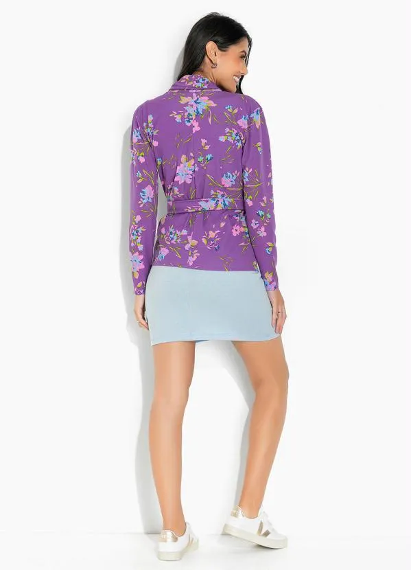 Moda Pop - Blazer Floral Roxo 5
