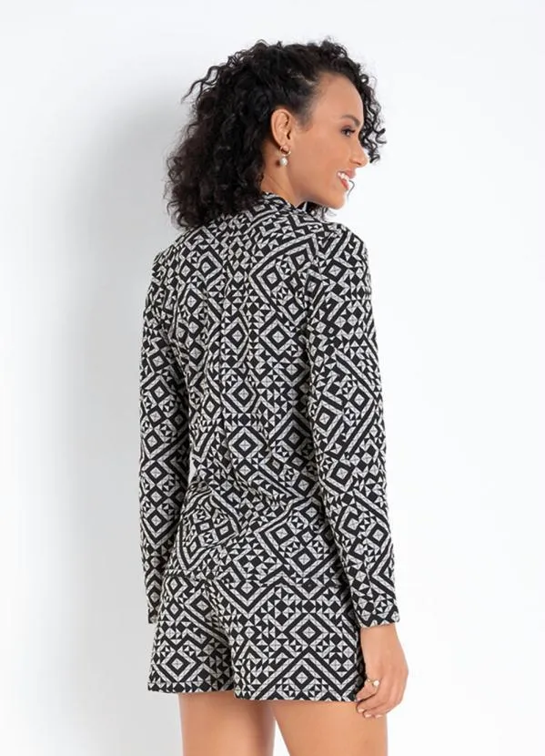 Moda Pop - Blazer Geométrico Mescla com Botões 2