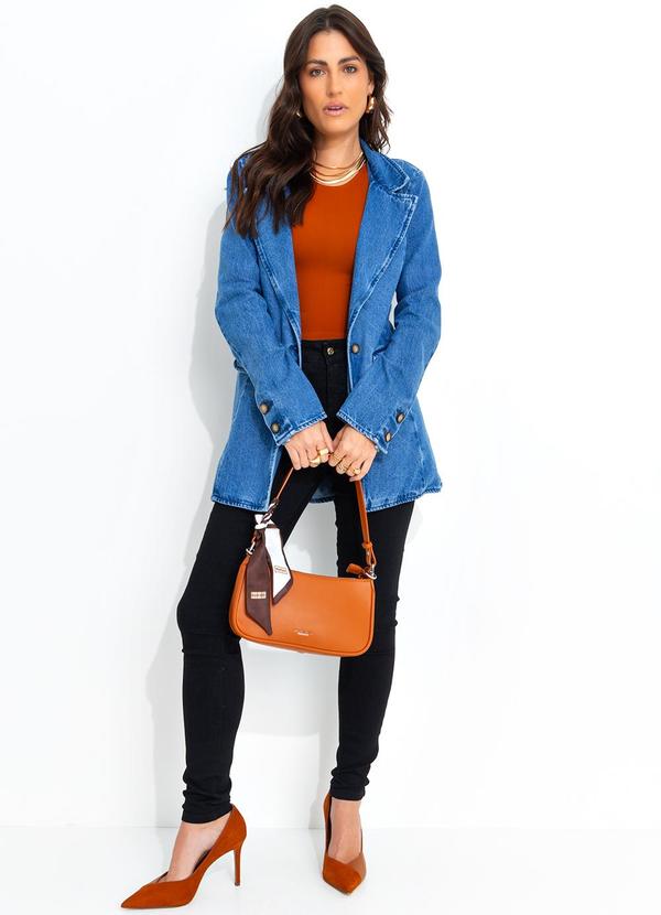 Quintess - Blazer Jeans Médio em Jeans 4