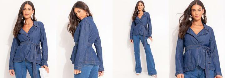 Blazer Jeans Mdio em Jeans
