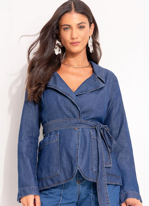 Quintess - Blazer Jeans Médio em Jeans 7