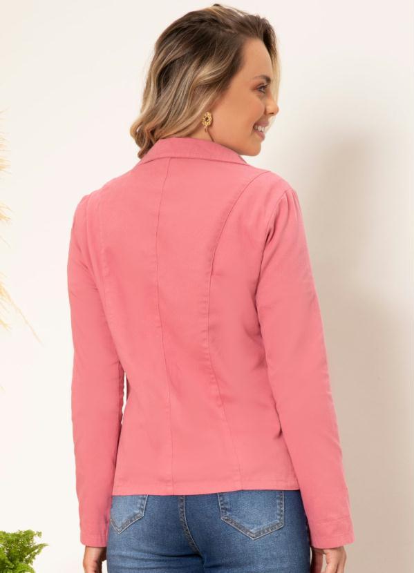 Quintess - Blazer Jeans Rosê com Bolso Decorativo 2