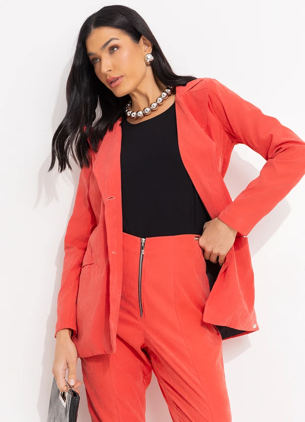 Quintess - Blazer Laranja com Bolsos