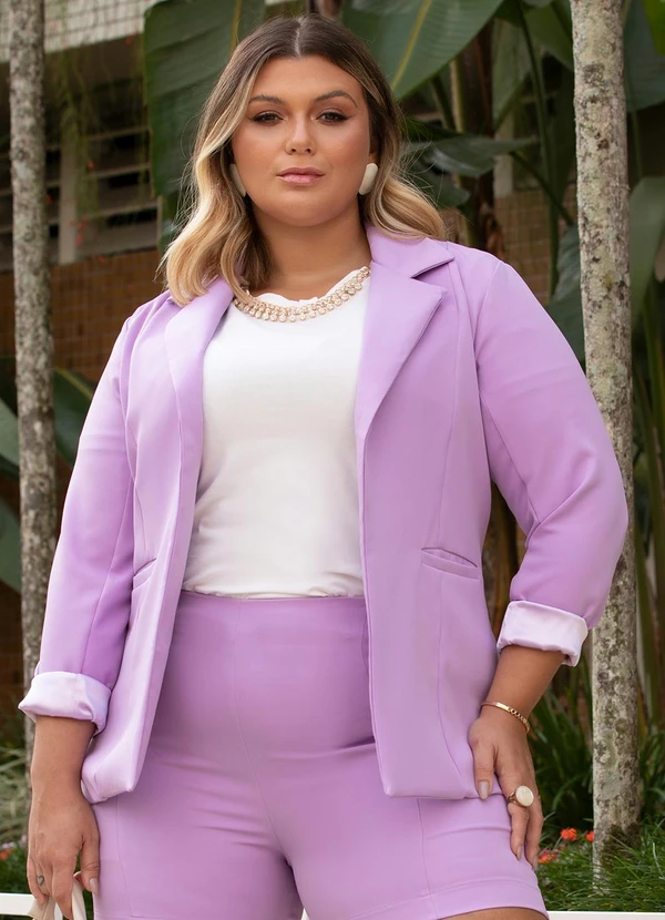 Quintess - Blazer Lilás com Forro e Bolsos 5