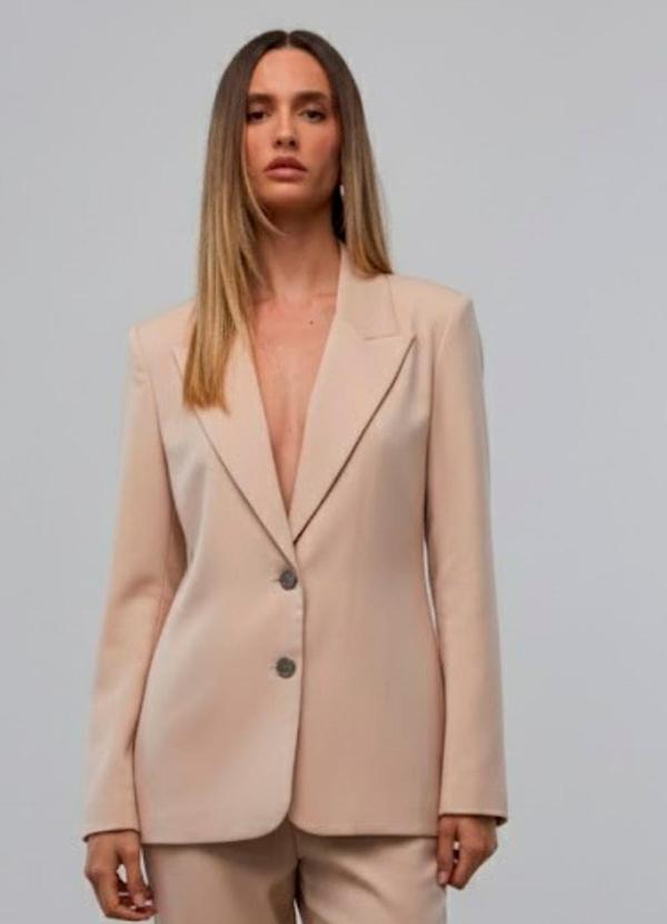 Carlota Costa - Blazer Liso Alongado Bege 1
