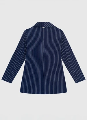 Enfim - Blazer Listrado Alongado de Alfaiataria Azul - ENFIM