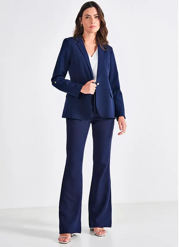 Principessa - Blazer Feminino de Alfaiataria Marinho com Martingale Tifani 3