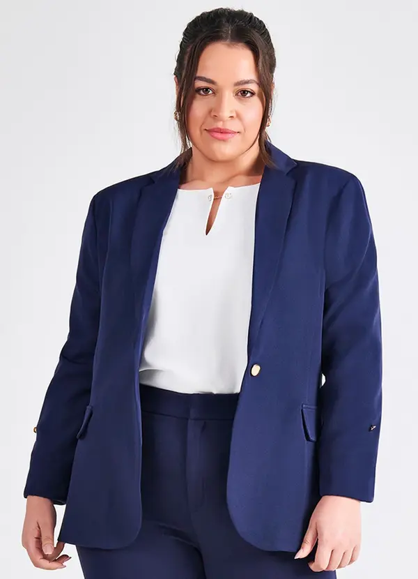 Principessa - Blazer Feminino de Alfaiataria Marinho com Martingale Tifani