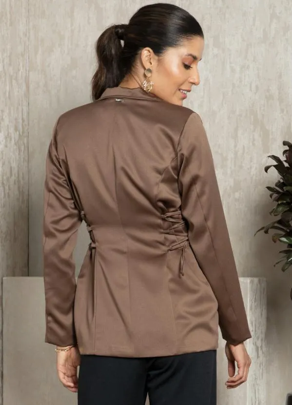 Quintess - Blazer Marrom com Amarração Lateral 2