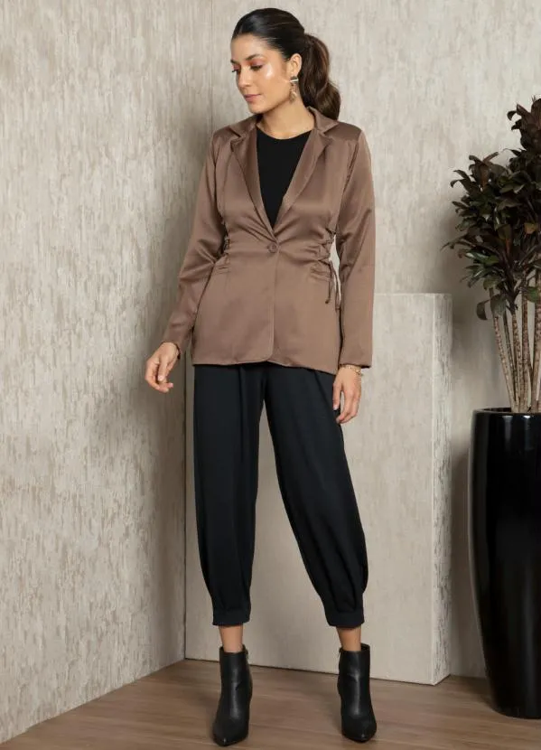 Quintess - Blazer Marrom com Amarração Lateral 3