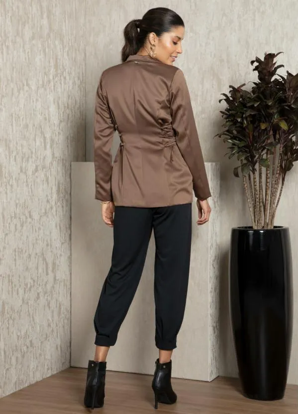 Quintess - Blazer Marrom com Amarração Lateral 4