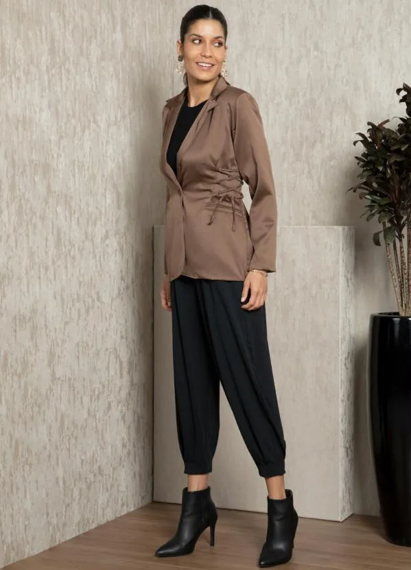 Quintess - Blazer Marrom com Amarração Lateral 6