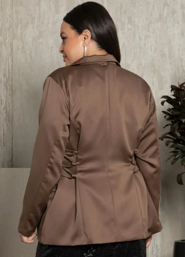 Quintess - Blazer Marrom com Amarração Lateral 9