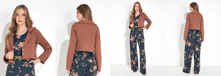 Blazer Marrom com Botes Funcionais e Gola