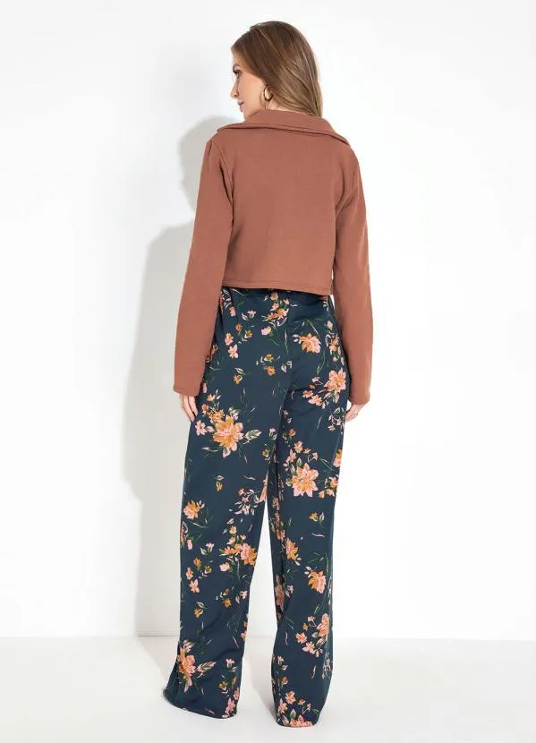 Moda Pop - Blazer Marrom com Botões Funcionais e Gola 4