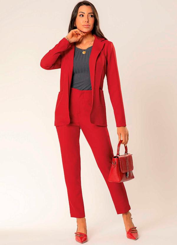 Cativa - Blazer Moderno Feminino em Alfaiataria Vermelho 2