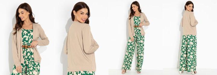 Blazer Nude Manga Longas com Fechamento de Boto