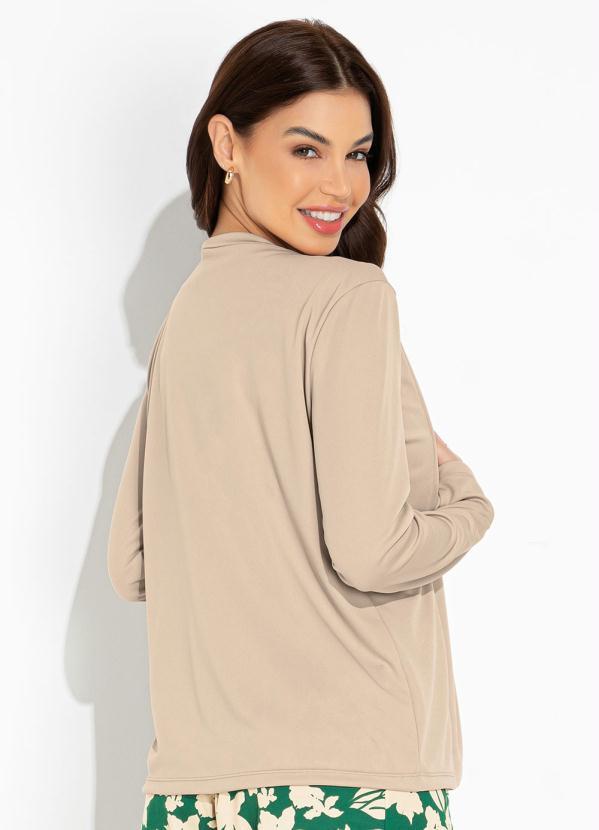 Moda Pop - Blazer Nude Manga Longas com Fechamento de Botão 2