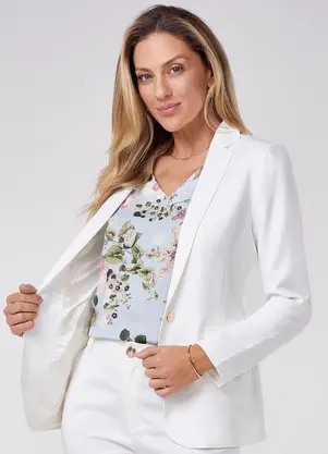 Principessa - Blazer Off White Botão Único Juliete - PRINCIPESSA