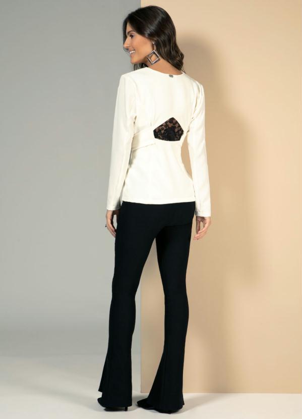 Quintess - Blazer Off White com Abertura e Faixa Costas 4