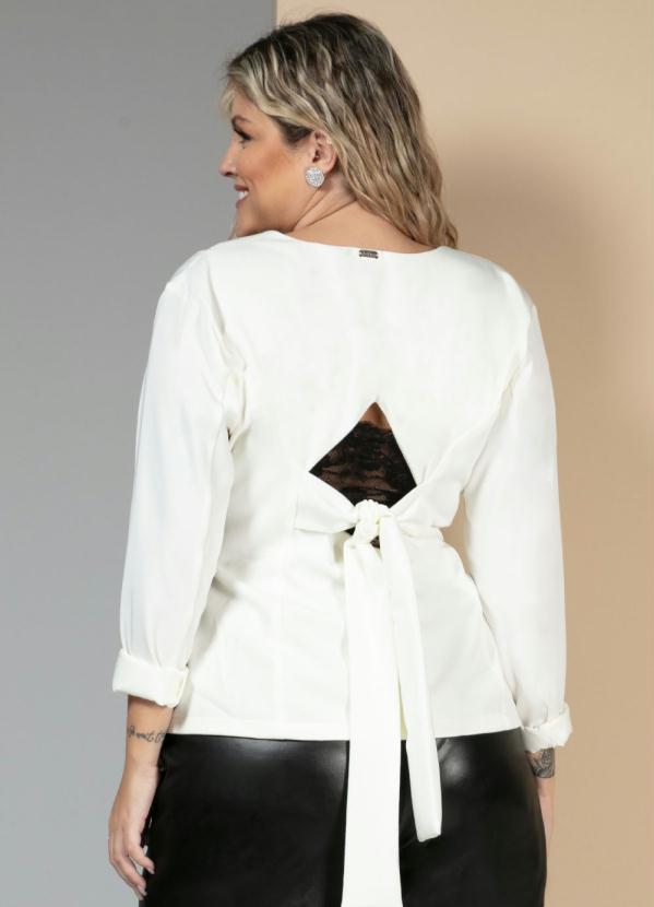 Quintess - Blazer Off White com Abertura e Faixa Costas 6