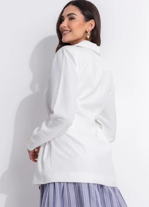 Quintess - Blazer Off White em Alfaiataria Sarjada - QUINTESS