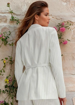 bonprix - Blazer Off White em Crepe Plano - BONPRIX