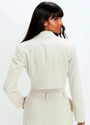 bonprix - Blazer Off White em Crepe Plano - BONPRIX