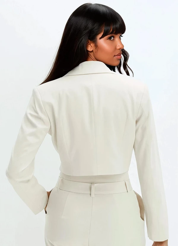 bonprix - Blazer Off White em Crepe Plano 2