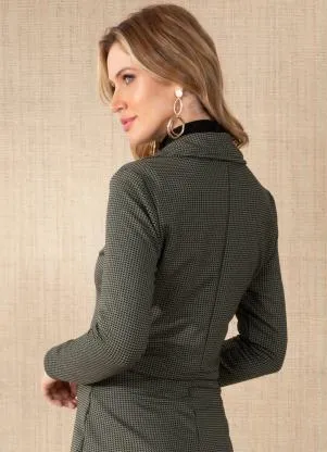 Quintess - Blazer Pied Poule com Botões - QUINTESS
