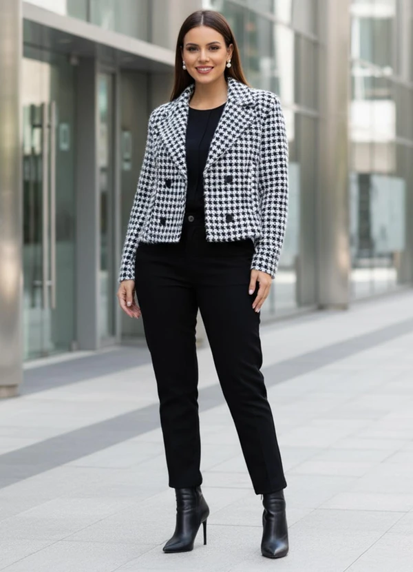 Quintess - Blazer Pied Poule em Tweed 5