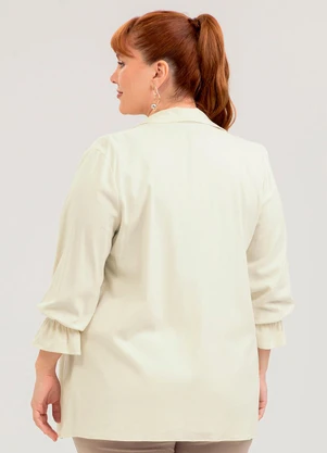 Cativa - Blazer Plus Size em Linho Bege - CATIVA