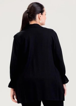 Cativa - Blazer Plus Size em Linho Preto - CATIVA