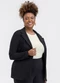 Habana - Blazer Plus Size em Molecotton Peluciado Preto - variação: Preto
