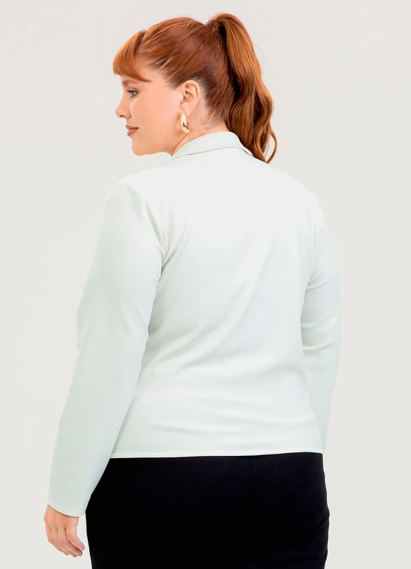 Cativa - Blazer Plus Size em Tecido com Brilho  Off White 2