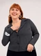 Cativa - Blazer Plus Size em Tecido com Brilho  Off White - variação: Preto