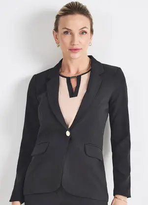 Principessa - Blazer Botão Único Preto Cilene - PRINCIPESSA