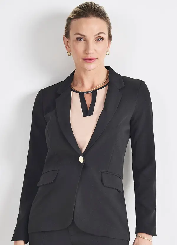 Principessa - Blazer Preto Botão Único Cilene