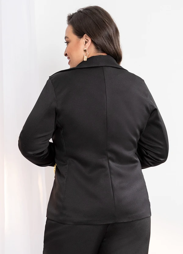 Quintess - Blazer Preto com Corrente e Bolsos 5