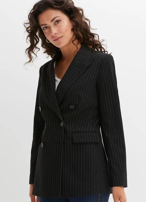 bonprix - Blazer Preto em Alfaiataria Risca de Giz - BONPRIX