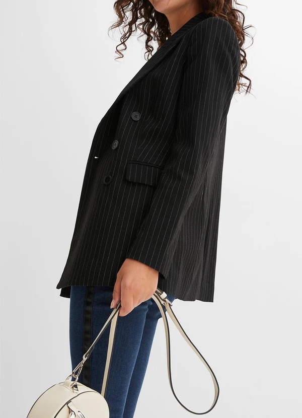 bonprix - Blazer Preto em Alfaiataria Risca de Giz 4